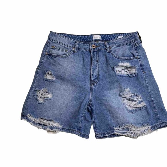 Special A Womens Shorts Size Large Blue Denim Cotton Distressed High Rise - Picture 1 of 8
